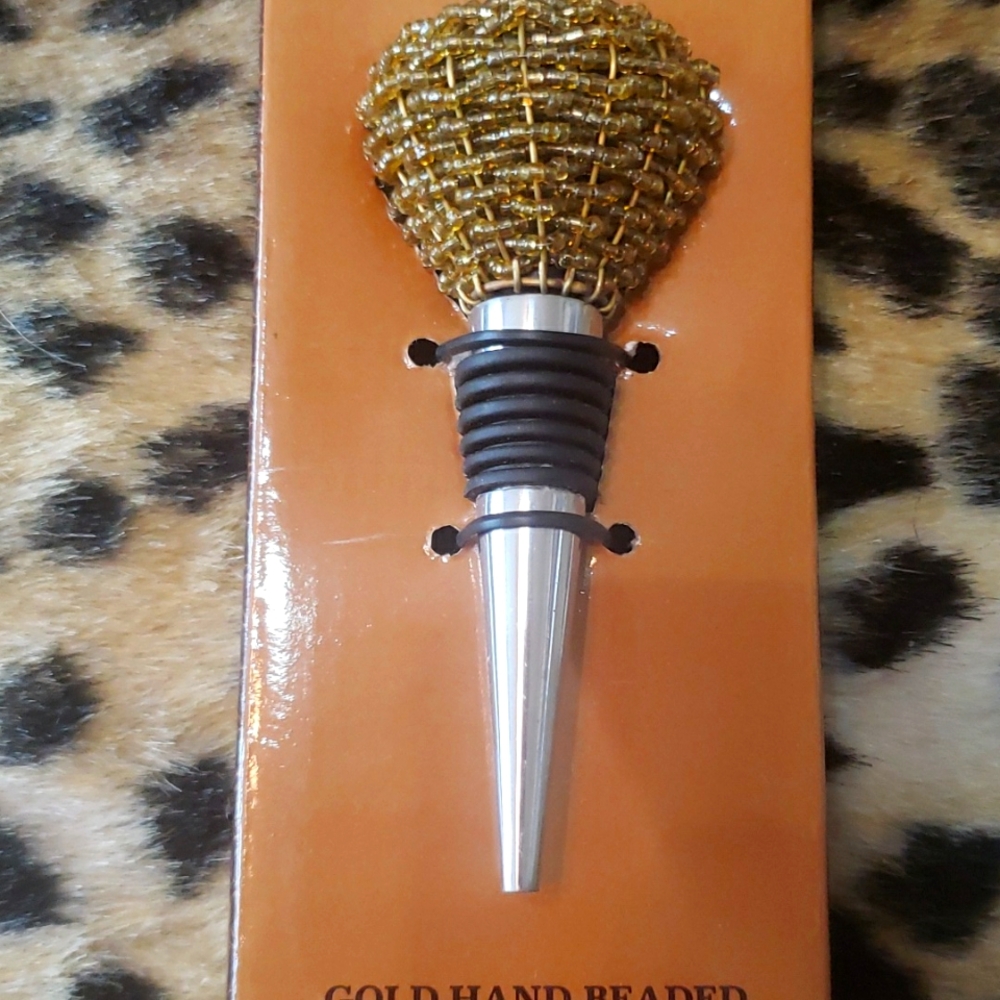 Bombay gold hand beaded wine stopper